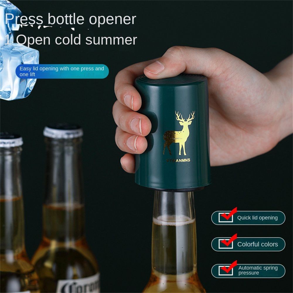 Party Accessories Automatic Trendy Innovative Press Lid Magnetic Press Lid Opener Kitchen Gadgets Kitchen Stainless Steel Popular Sleek Beer Bottle Opener 【LoveHomely】