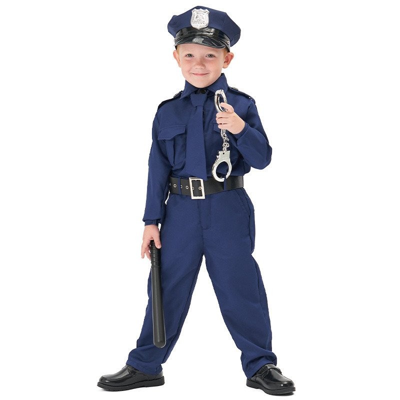 Halloween Party Costume Boy Police Hero Role Play Security Instructor Uniform Suit Studio Costumes