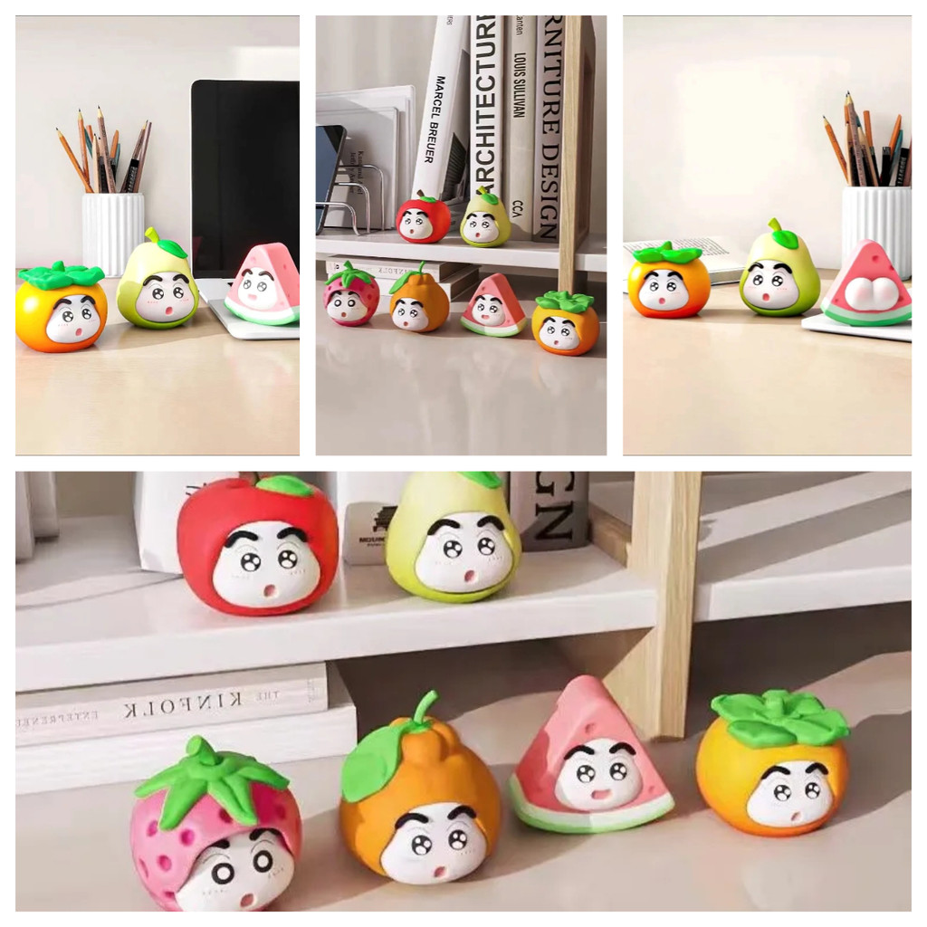 Cartoon Cartoon Crayon Shin-Chan Merchandise Trendy Play Doll Figure Durian Watermelon Fruit Series Desktop Decorations Small Ornament