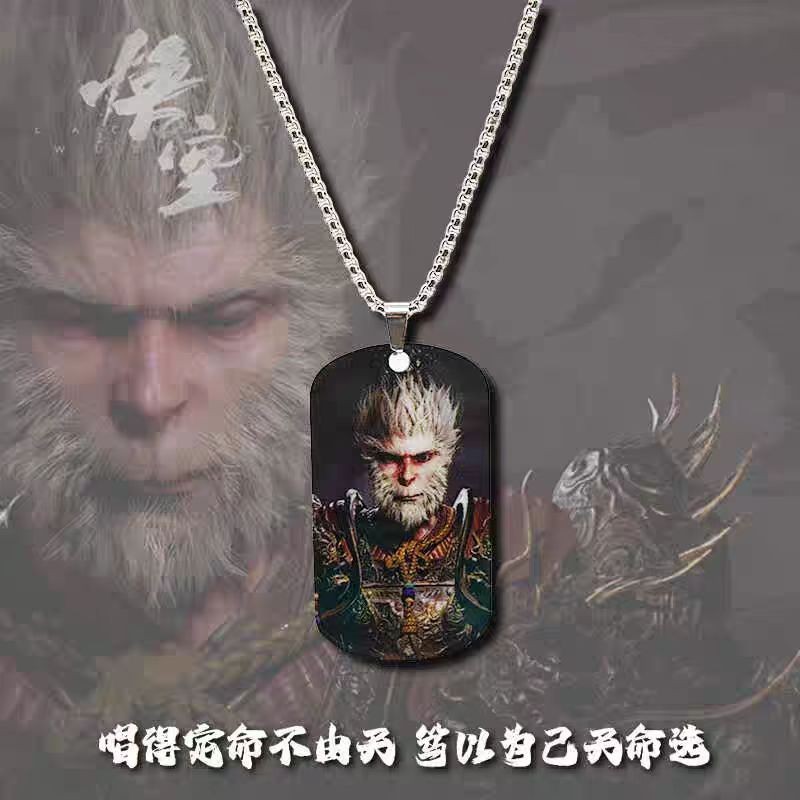 Black Myth Goku Necklace Men Women 2024 Merchandise Dasheng Military Brand Domineering Pendant Couple Necklace Trendy/Cola 8.29