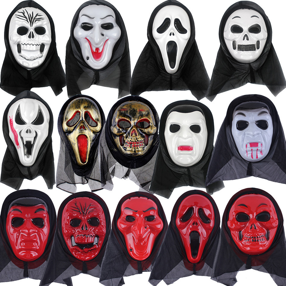 Ready stock ghost mask Witches hantu topeng ghost dress cosplay long face Halloween