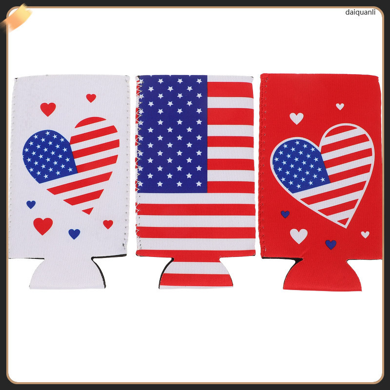 4 Pcs Independence Day Can 4th of July Wine Cap Set Usa Decor Bottle Cooler Insulator Insulation Beer Sleeves Miss daiquanli