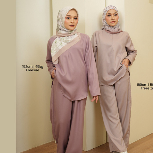 JGD Zucca Syaza Plain Zip Blouse And Pants Set SH001(SYAIRA) Ready Stock Malaysia