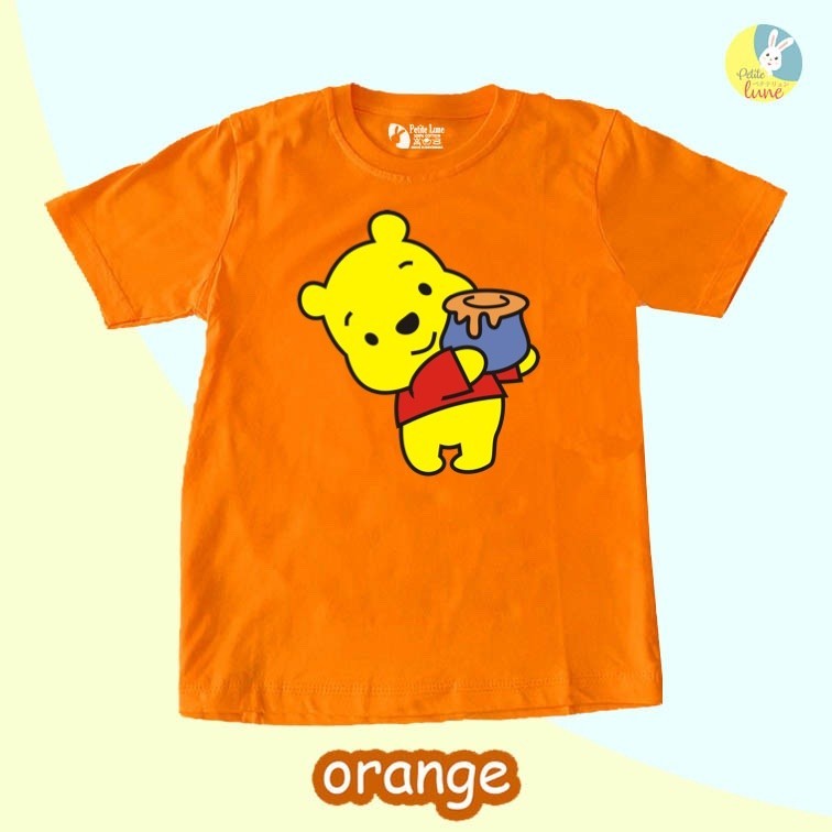 [MMW] Children's T-Shirt Pooh Honey Screen Printing Cartoon Cute Export Import Can Instant Unisex Short Sleeve Shirt Boys Girls Boys Girls Age 12 Years Japan Korea