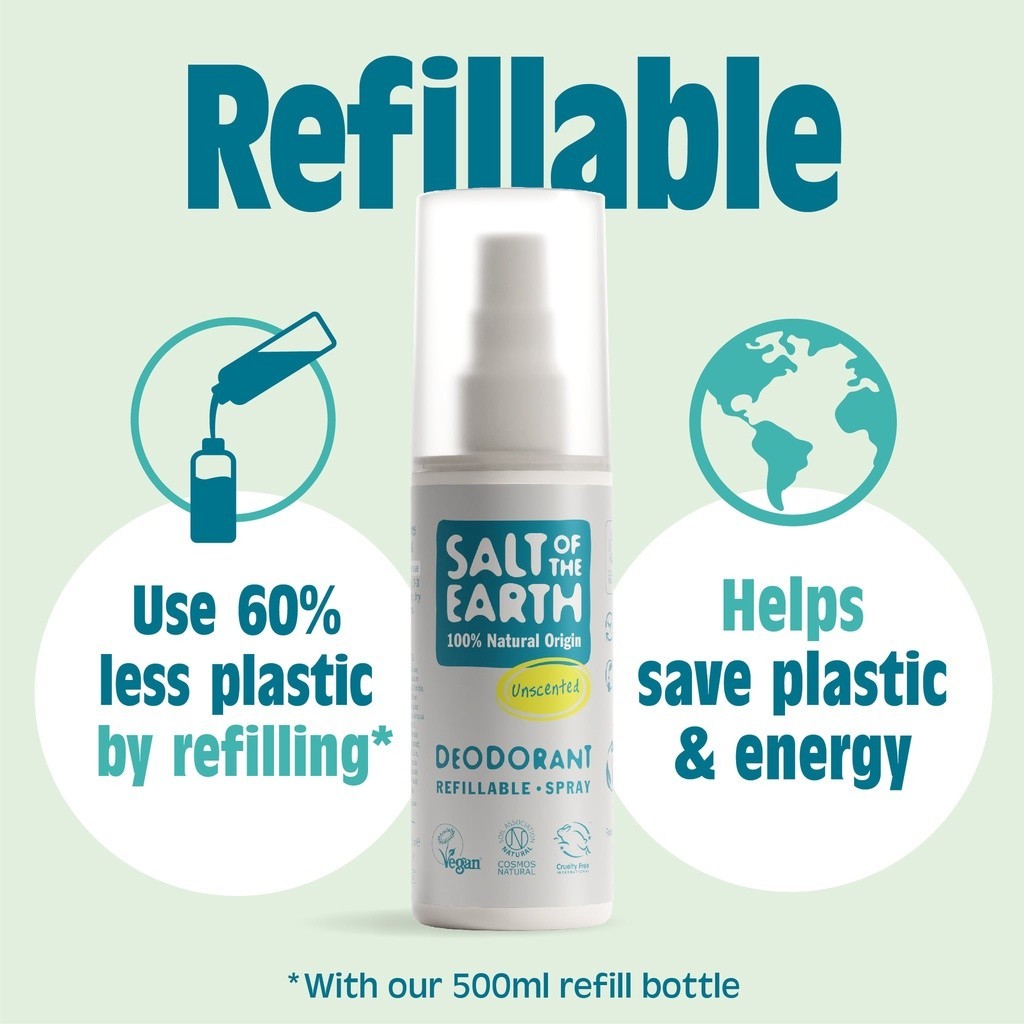 Salt Of The Earth Natural Deodorant Spray Unscented 30ml/60ml