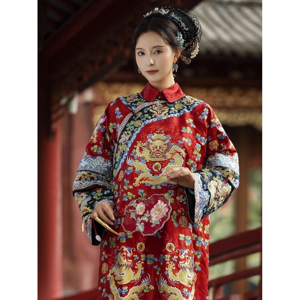 Qing Dynasty Palace Cheongsam Queen Mother Queen's Good Costume Python Robe Dragon Robe Recovery Printed Dragon Robe Qing Dynasty Ancient Understanding Costume Ancient Costu