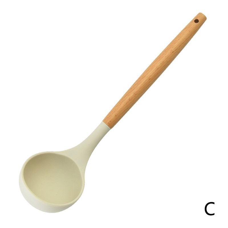 Chinese Style Wooden Handle Silicone Shovel Cooking Spatula Non-Stick Pan Home Kitchen Good Stuff White Suit Silicone Kitchenware Pan Spoon8.30