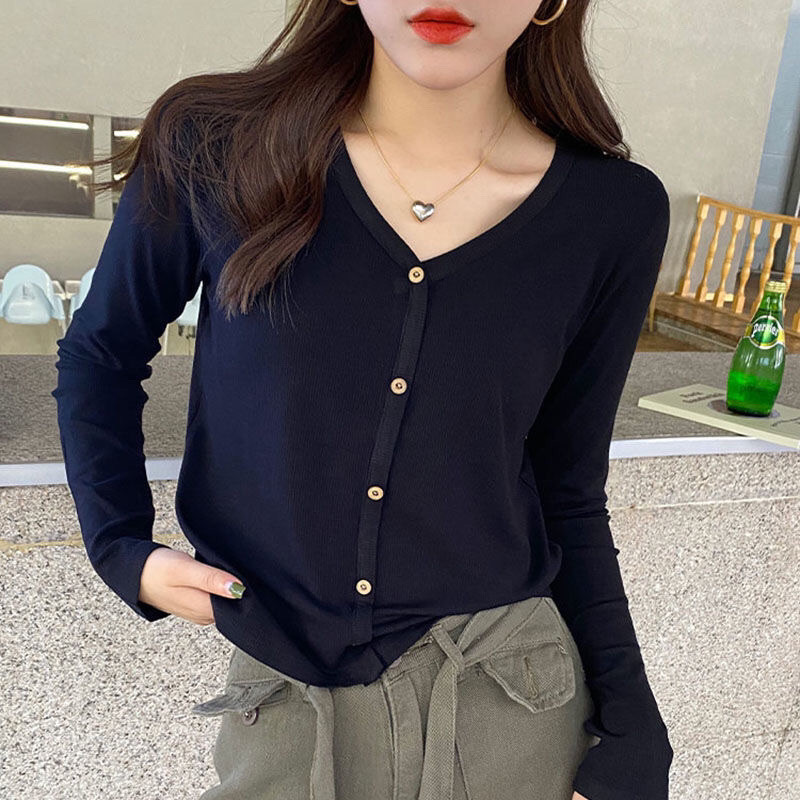 Modal Long-Sleeved T-Shirt Women New Style T-Shirt Fashionable Fashionable Slimmer Look Cover Flesh Solid Color Bottom