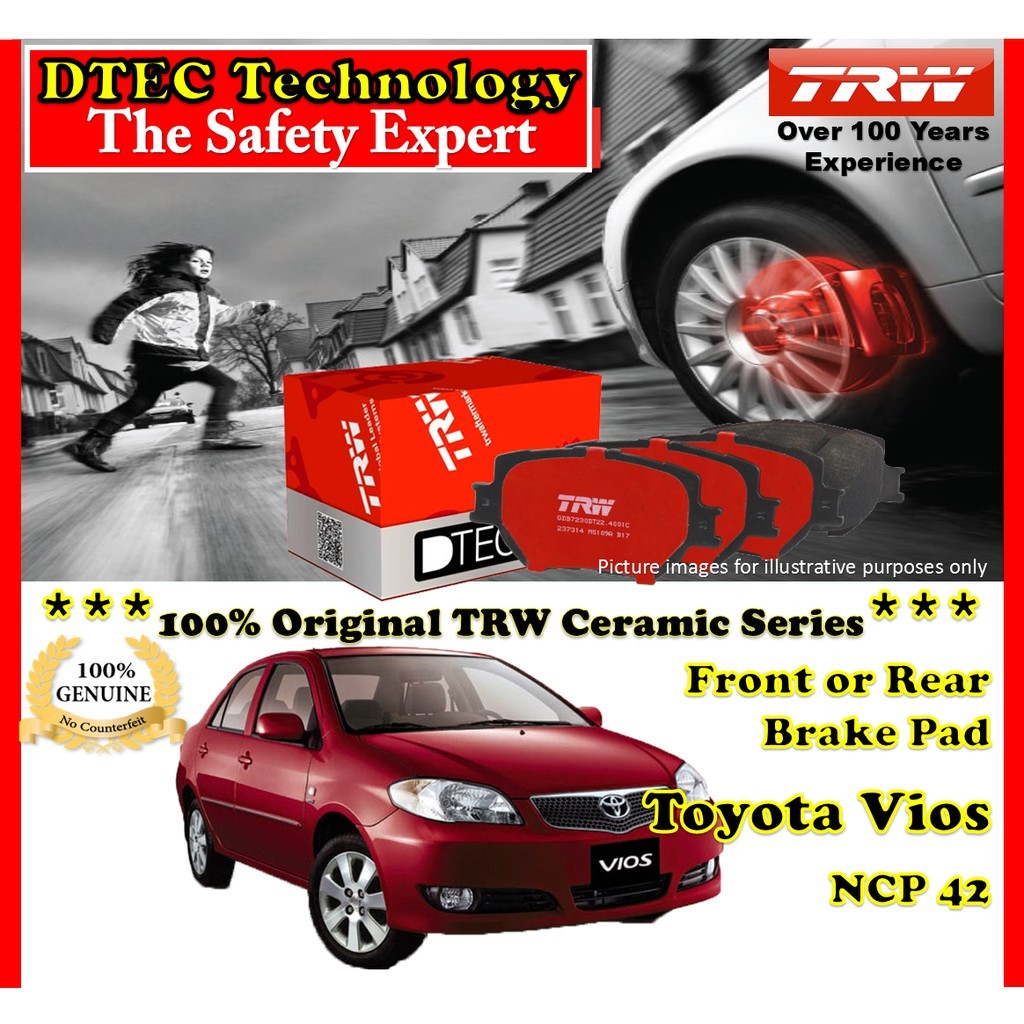 Toyota Vios NCP42 TRW DTEC Ceramic Brake Pad / TRW D-TEC Seramik brek Pad