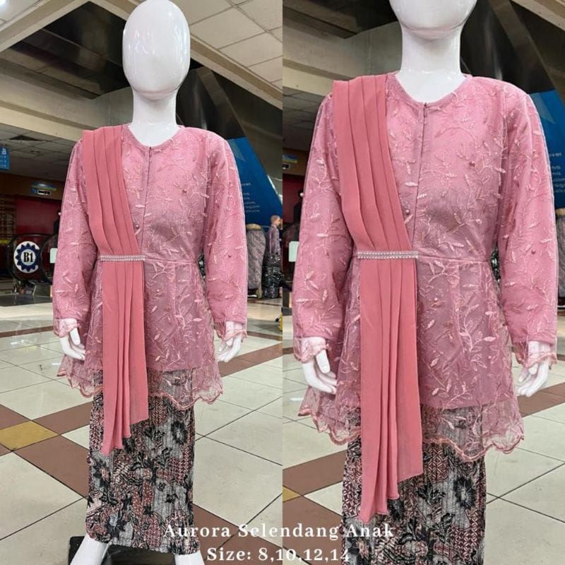 Essential Premium Tille Shawl Children's Kebaya Clothes / Modern Set Girls' Invitation Elementary School Middle Keba ... - Image 3