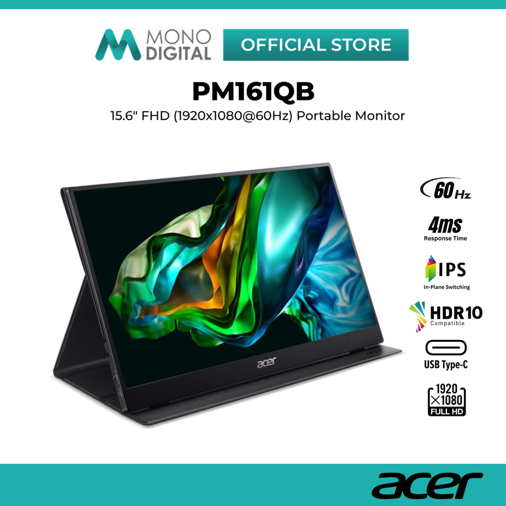 Acer PM161QB / PM161QT 15.6" Portable Monitor Full HD 1080p Ultra Slim Second Screen for Laptop MacB