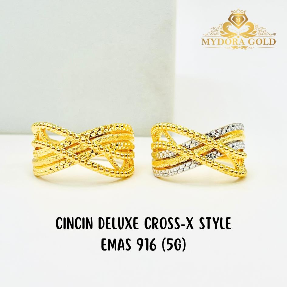 MYDORA Cincin Deluxe Cross-X Style 1C/2C (5G) l EMAS 916/22K