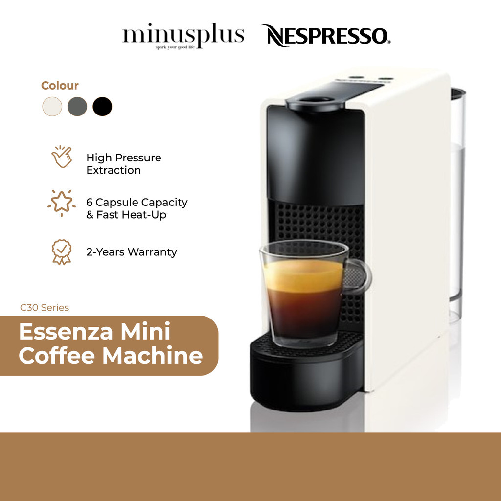 Nespresso One-Touch with Milk Frother Essenza Mini Coffee Machine (Multiple Color)-C30-ME / A3C30-ME