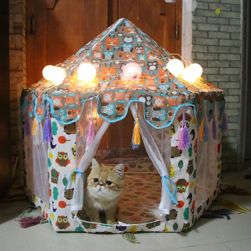 Spot goods fashion cute cat house dog bed Sangkar kucing bilik bersalin kucing empat musim kucing hamil umum Teddy rumah anjing luar rumah umum kotak rumah anjing binatang pelihara tertutup