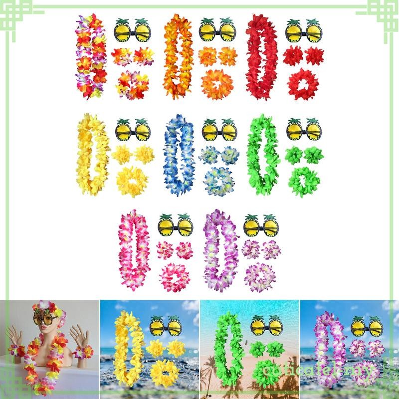 [CuticatefaMY] Hawaiian Necklace Costume Set Beach Headband Set Adjustable Accessory Dancewear