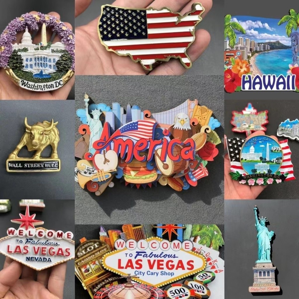 Magnetic Refrigerator Stickers Wooden Style American Presidential Mountain Tourist Souvenirs Refrigerator Magnets Wooden Statue of Liberty Refrigerator Magnets