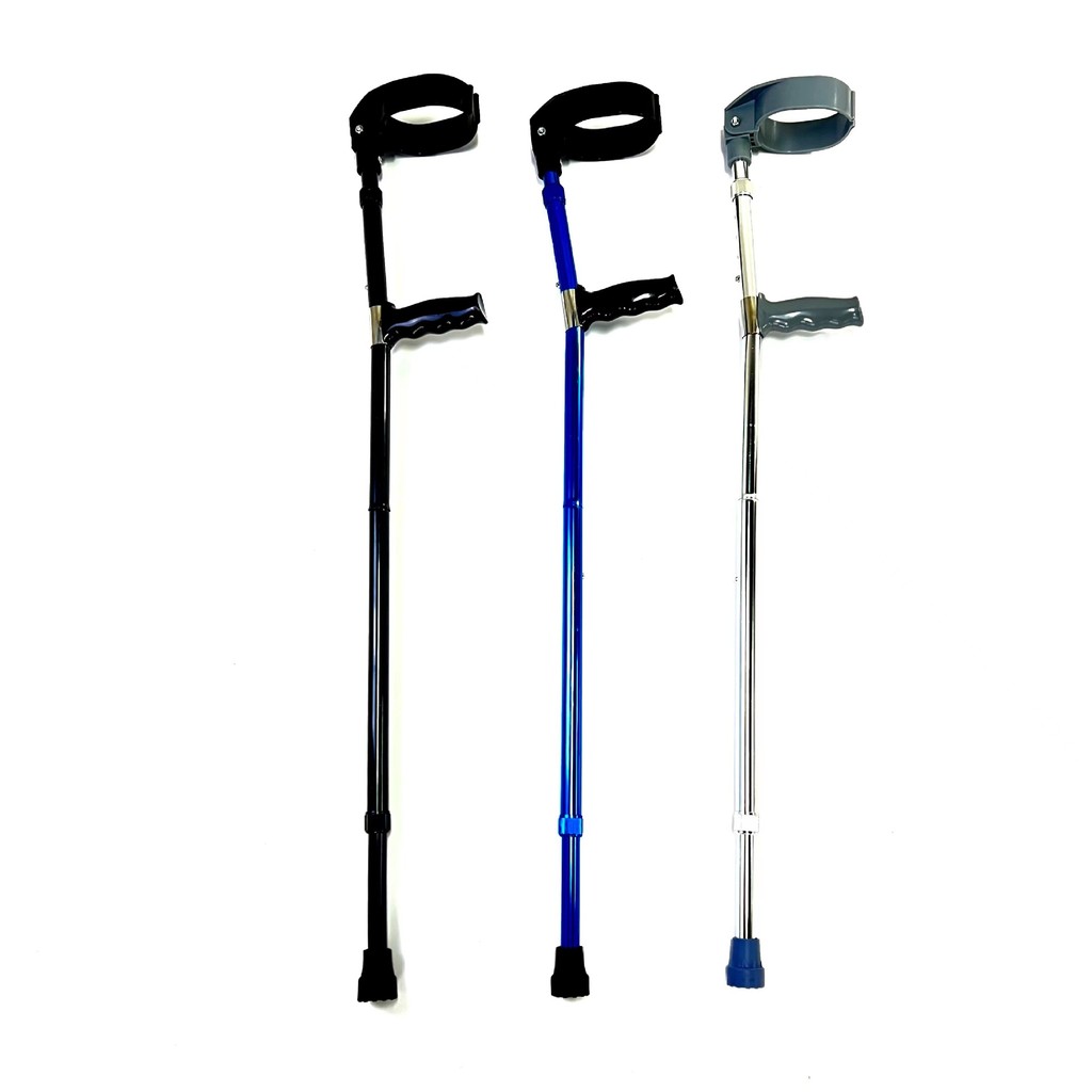Tongkat Lengan Warga Aloi Aluminium Ringan Lipat Siku Tongkat Walker Ganda Ketiak Lipat Tongkat Pemulihan