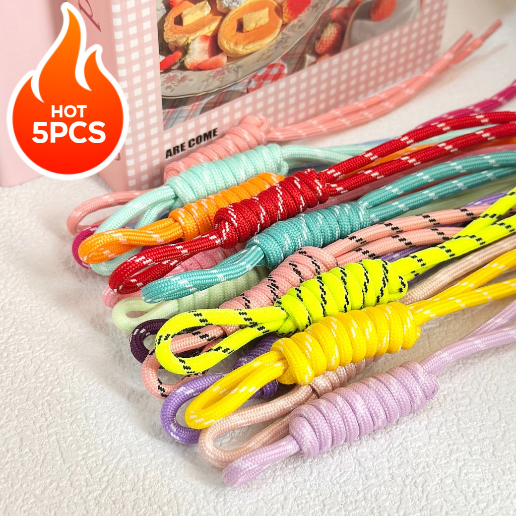 5pcs Colorful Braided Lanyard Anti Theft Nylon Rope Backpack Strap Bag Decoration