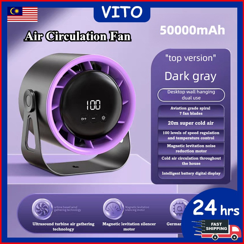 50000mAh Rechargeable Table Fan 100-Speed Air Circulation Fan Wall-Mounted Fan With Led Display Ultra-Long Standby
