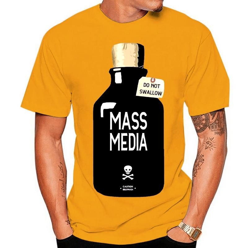 men Tee Mass Media T Shirt Fake News Trump Faux Occupy Protest Parody Political Politics Light