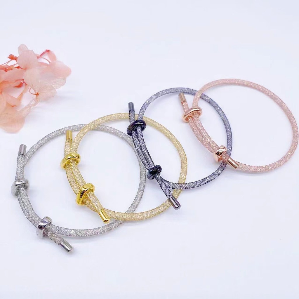 Fashion Full Diamond Gypsophila Rhinestone Grid Bracelet Necklace Bracelet DIY Color Retention Electroplating Copper 8-Character Accessories Jewelry