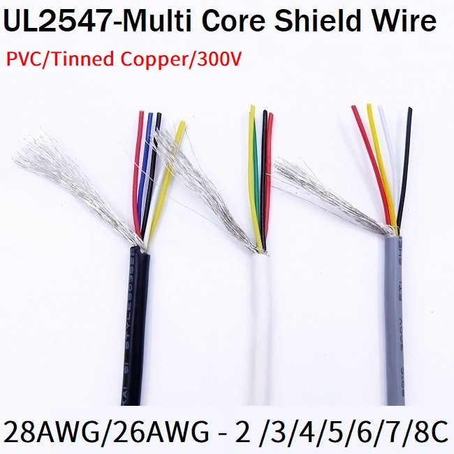 MALAYSIA..... Shielded Wire 28AWG 26AWGAudio Speaker Headphone Signal Wires 2/3/4/5/6/7/8 Multicore PVC Insulated Tinned