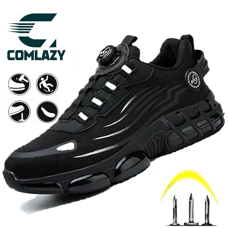 ?Ready Stock?safety shoes/ kasut safety Men Steel Toe Cap kasut lelaki Anti-smashing/kasut kerja Breathable boots