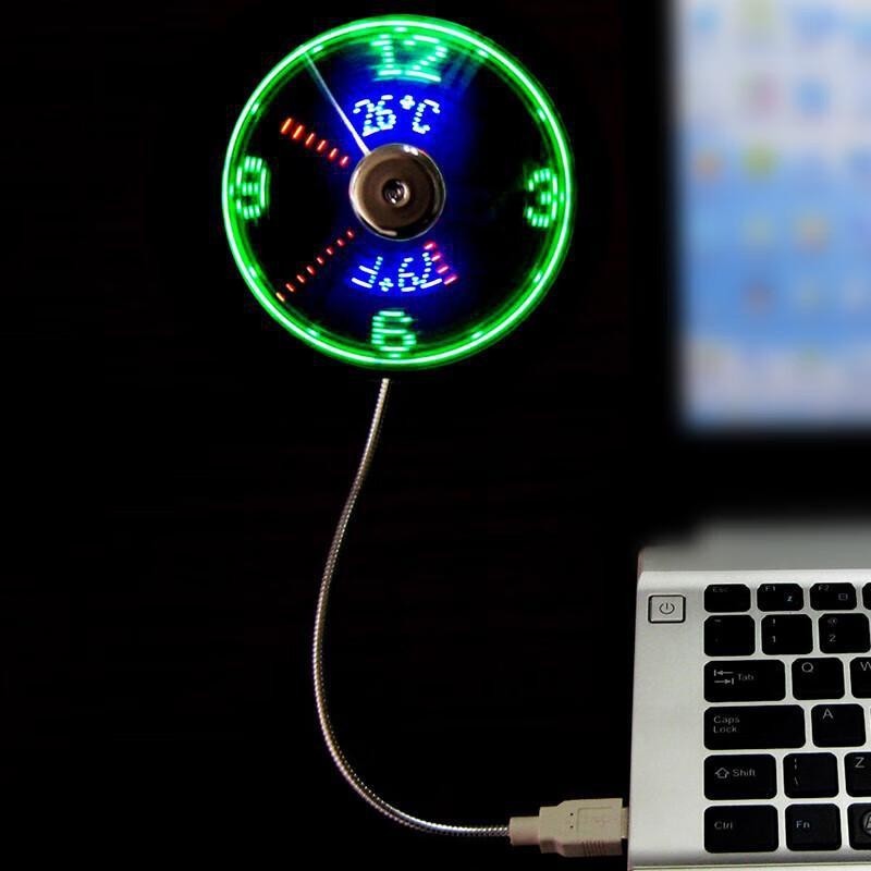 Kipas Jam Tiruan USB Kipas Teks Berkelip Mini USB Kipas Kecil Kipas Hadiah Kipas Pengiklanan Kreatif