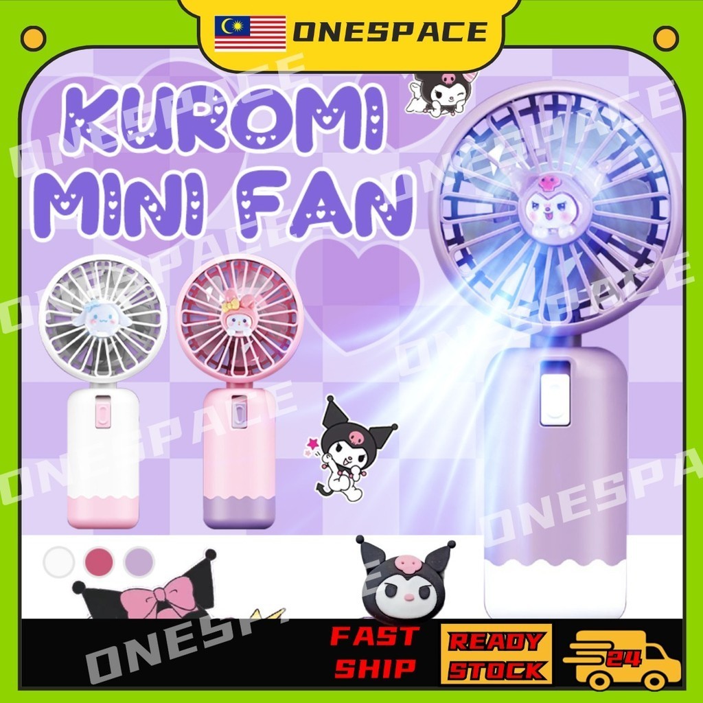 Kuromi Portable USB Mini Fan Cinnamoroll Melody Kipas Mini Kipas Tangan Mini Fan Rechargeable Handheld Fan
