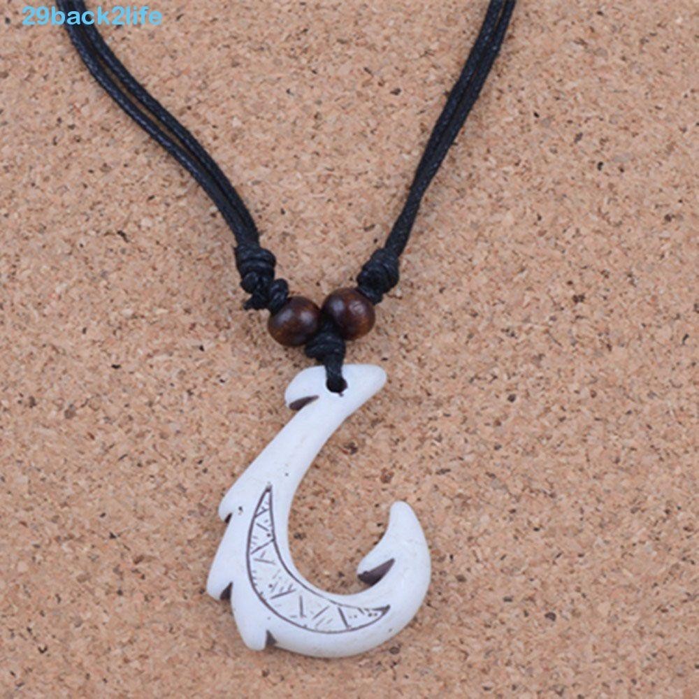 BACK2LIFE DIY Jewelry Wax Maori Cotton Cord Beaded White Tribal Pendant Necklace