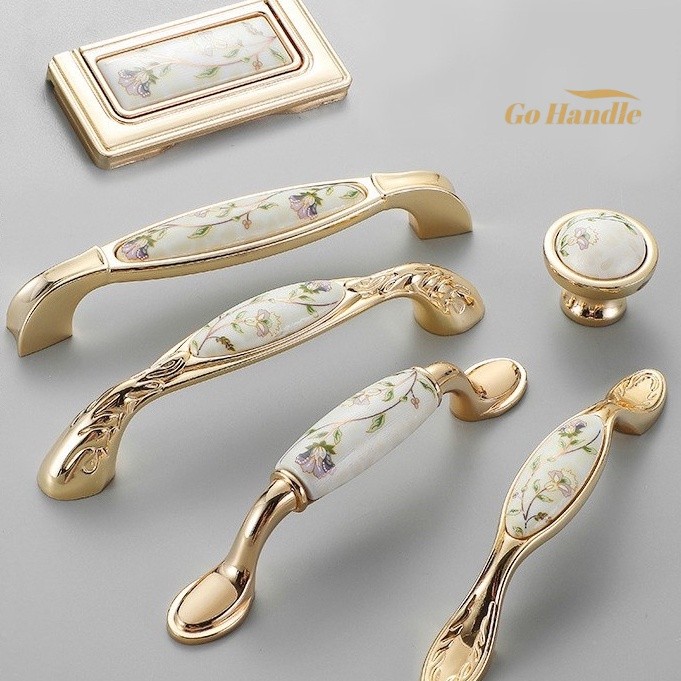 Antique Ceramic Cabinet Handles Vintage Drawer Knobs cabient Door Handles wardrobe handle European Furniture Handle Hardware