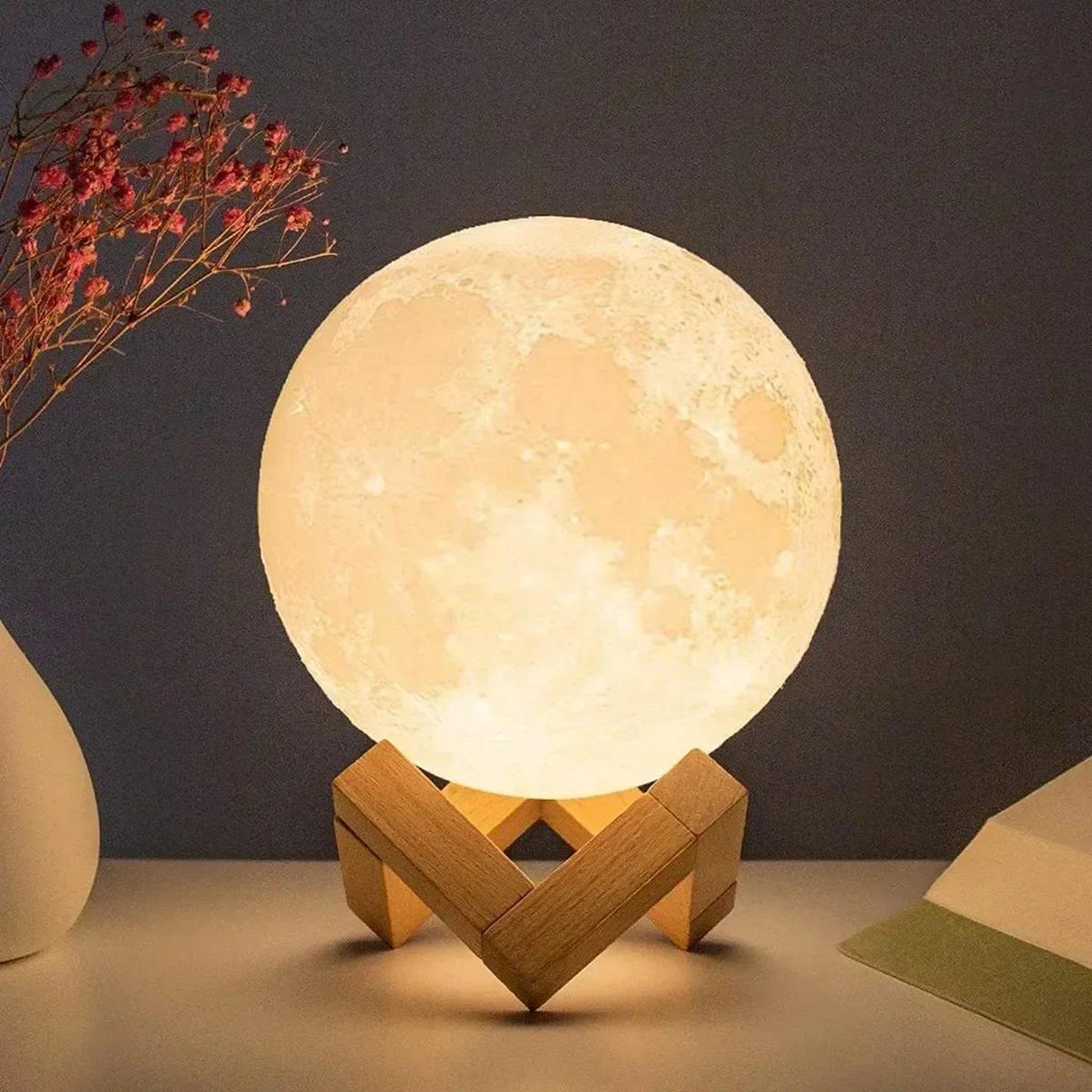 8/12cm Moon Lamp LED Night Light Battery Powered With Stand Starry Lamp Bedroom Decor Night Lights Kids Gift Moon Lamp
