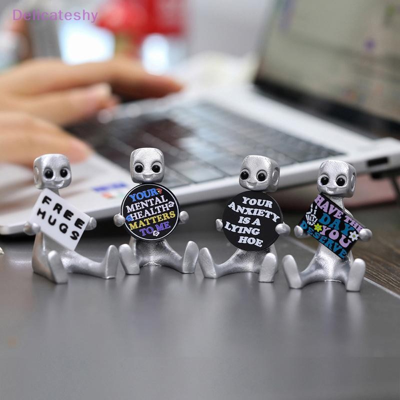 Delicateshy New Type Your Anxiety Is A Lying Hoe Robot Cute Tiny Figure Mental Health Resin Desk Ornament Children's Toy Gifts New