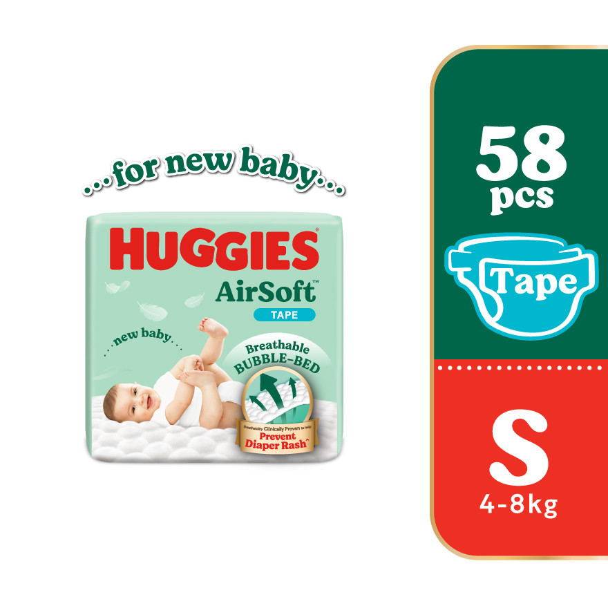 HUGGIES AirSoft Tape Diapers S (58's)