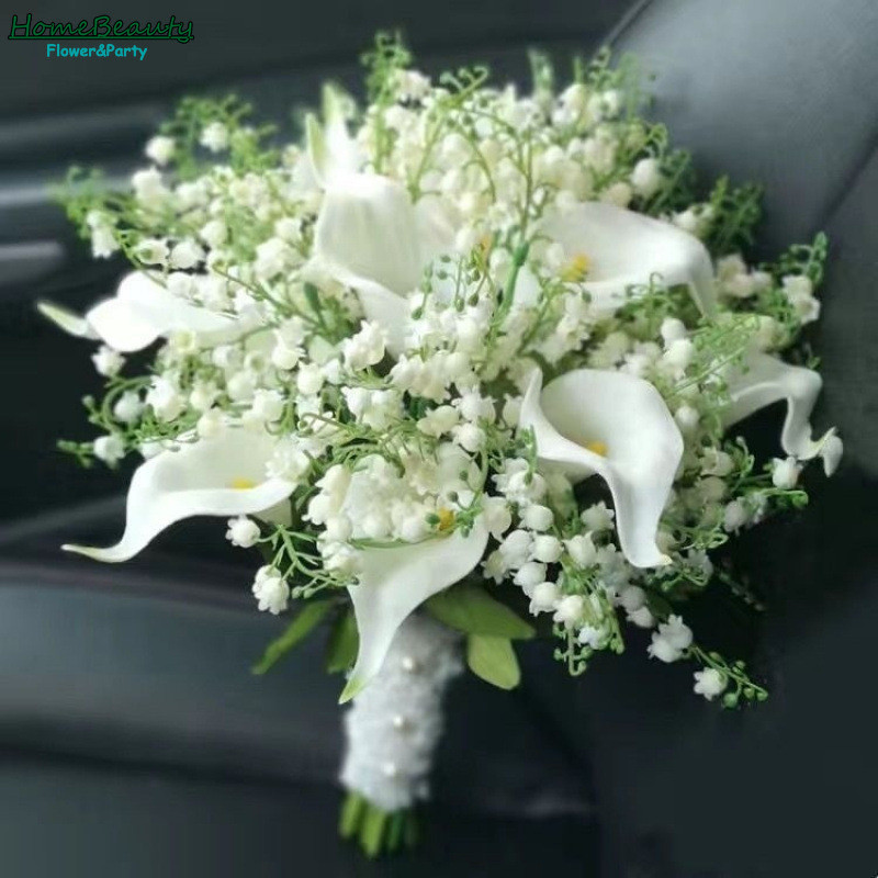 Wedding Flowers Artificial Tulip Bouquet Flower for Wedding Bride Simulated Lily Brides Holding Bouquet Plastic Fake Flower Artificial Flower 