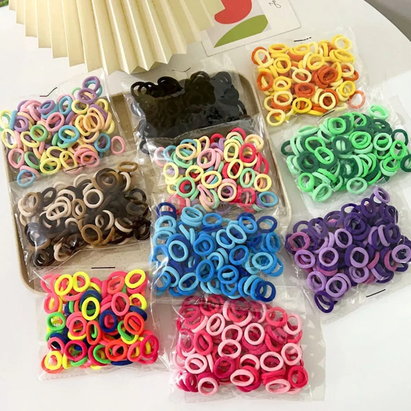 100pcs High Elasticity Rubber Band Colorful Sweet Hairband Girls Fashion Hair Accessories