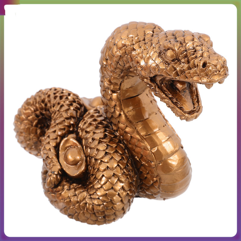 【Ready Stock】 Fengshui Animal Decor Mini Snake Figurine Prank Party Spoof Prop Ingot Ornaments Desk Sculpture Zodiac 9.00X8.00X5.50CM Dark Brown Resin yuanliddai