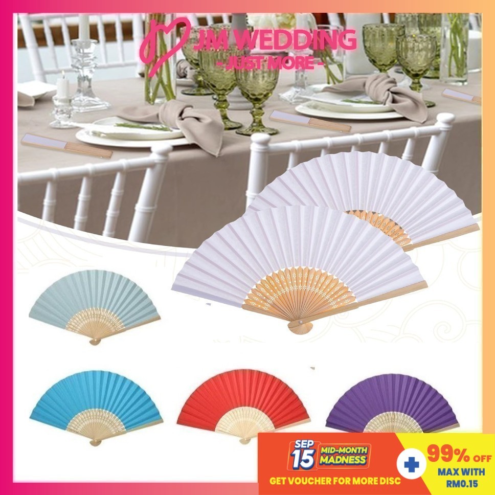 Bamboo Paper Hand Fan/Kertas Kipas Tangan Murah-Doorgift Kahwin JM Wedding Gift Hadiah Summer Fans