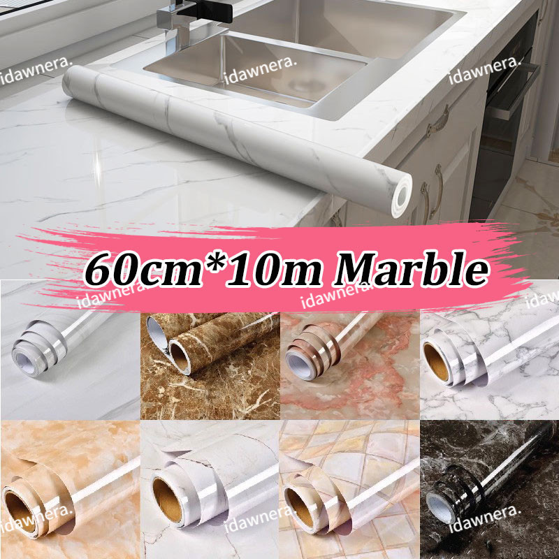 60cm *10m Wallpaper PVC Wall Repair Cream Self Adhesive Price Per Meter 60cm Width Oil Proof Water Proof Heat Stand Marble Waterproof Self Adhesive Marble Pattern Kitchen Cabinet Home