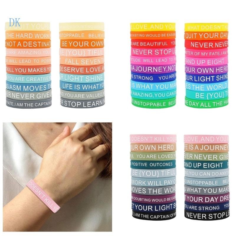 PLAY 20Pcs Empowerment Rubber Wristbands with Inspiring Phrase Motivational Bracelets