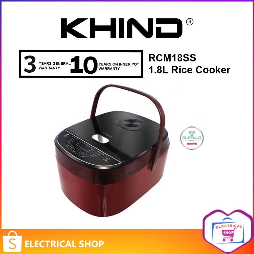 Khind 1.8L Anshin Fuzzy Logic Jar Rice Cooker with buffalo stainless steel RCM18SS / Tefal RK7321 1.8L 10 Cups RK732167