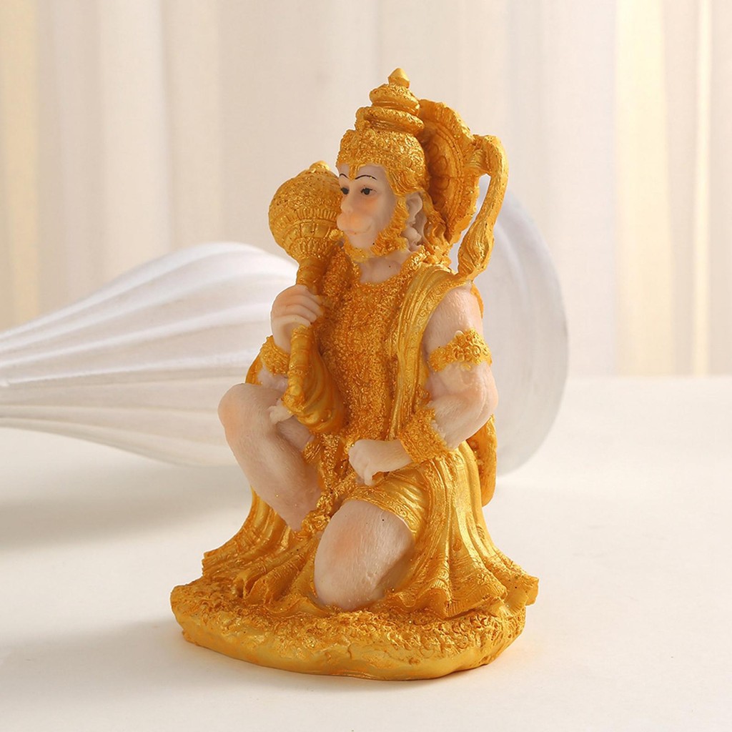 [dlqnylu] Hindu Monkey God Buddha Statues Hanuman Figurine Handcrafted Resin Crafts Ornaments Sculpture for Shop Temple Home Decor