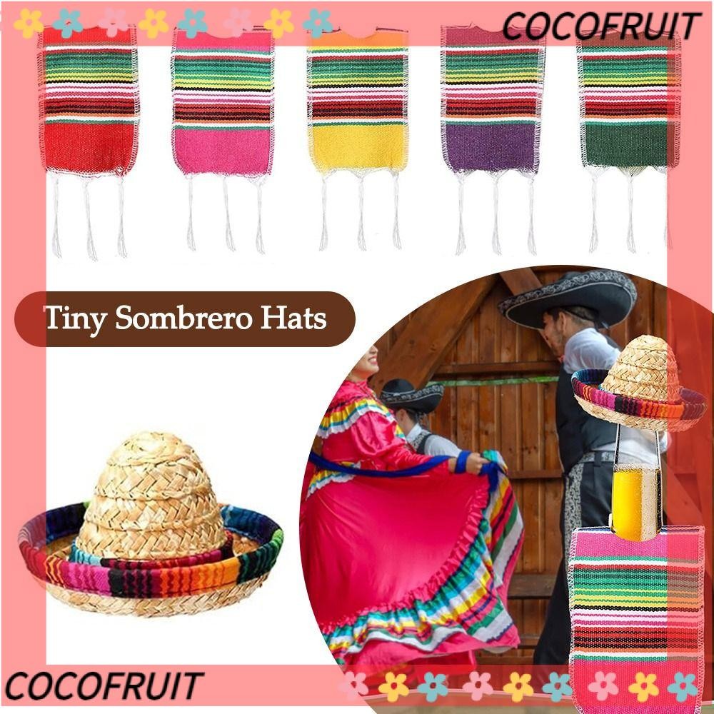 COCOFRUIT Tiny Sombrero Hats, Mexican Theme Fiesta Decoration Bottles Serapes, Party Decor Colorful Beer Poncho Cover