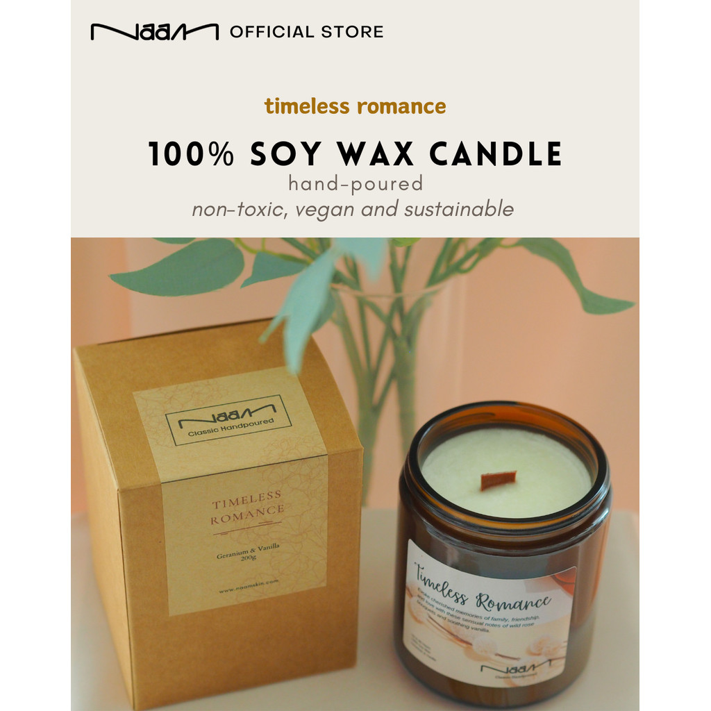 Naam Timeless Romance Scented Candle [ Soy Wax Candle Geranium Vanilla ]