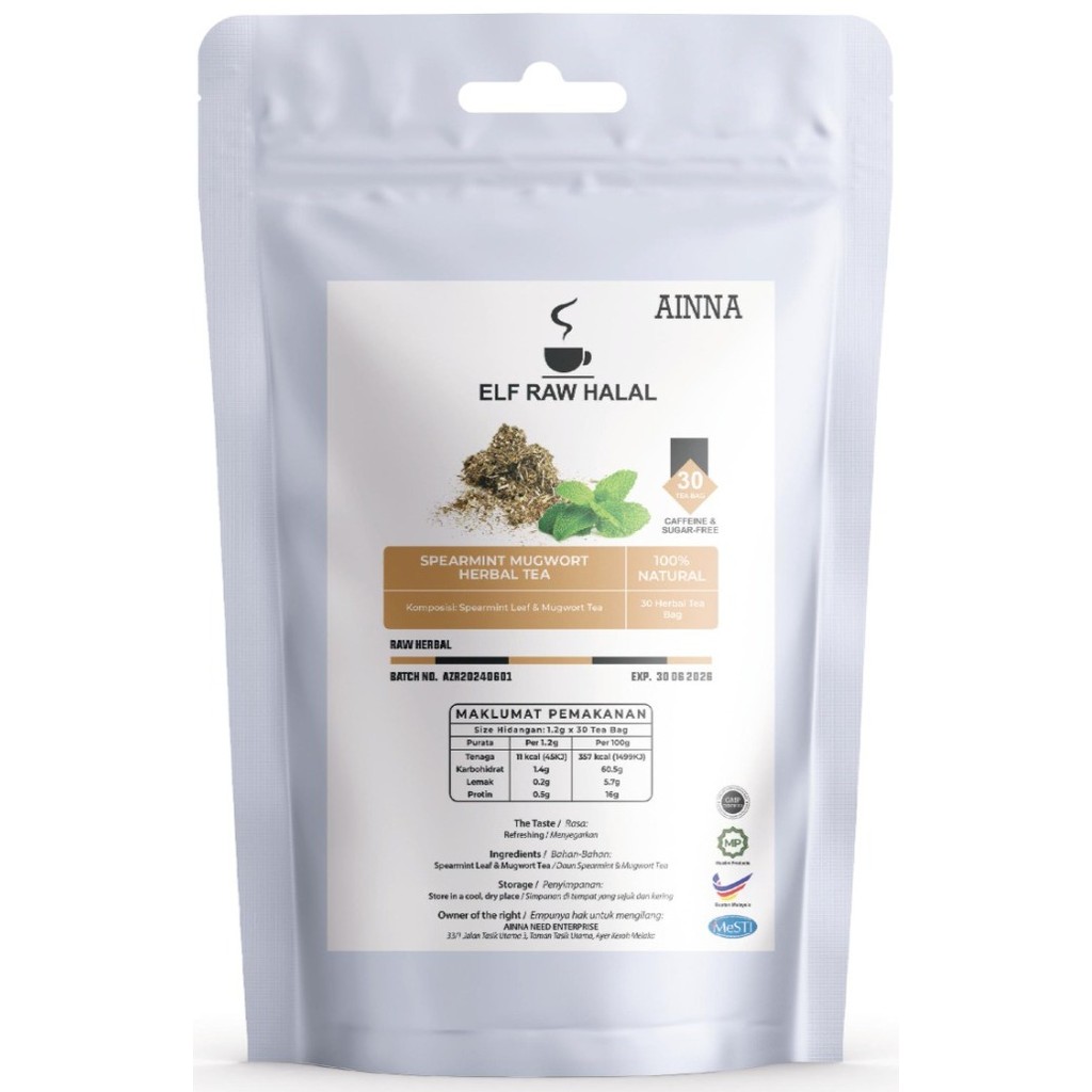 SPEARMINT MUGWORT TEA : Artemisia Vulgaris Leaf Isi 30 Tea Bag -x1