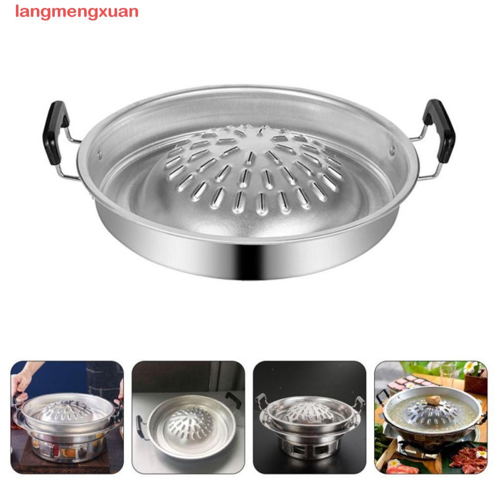 LANGMENGXUAN Thai Picnic Grill Pan, Multi-function 30/35cm Outdoor Roasting Plate, Durable Portable Reusable Convenient Cleaning Korean Barbecue Grill Tray Cookware