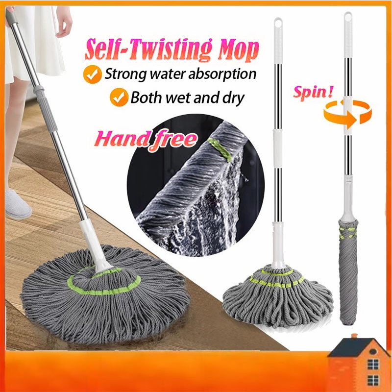 Spin Mop Magic Twist Mop Hands-Free Self-Wringing Squeeze Clean Floor Tool for Easy Home Cleaning
