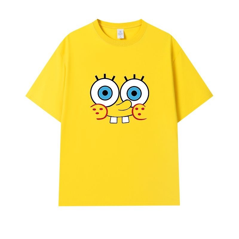 Spongebob SquarePants Pie Big Star Crab Boss Octopus Brother Joint Merchandise Pure Cotton t-Shirt Short-Sleeved Men Women Summer Top Clothes