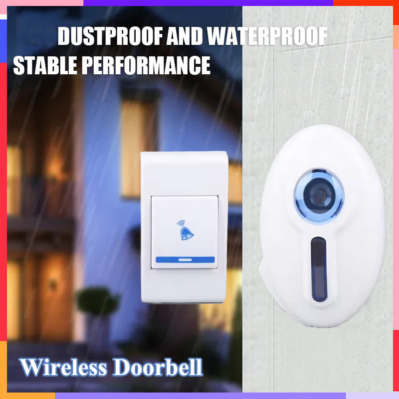 Waterproof Wireless Doorbell Security Alarm Smart Door Bell Battery Powered Receiving Prompt Doorbell 按钮和铃