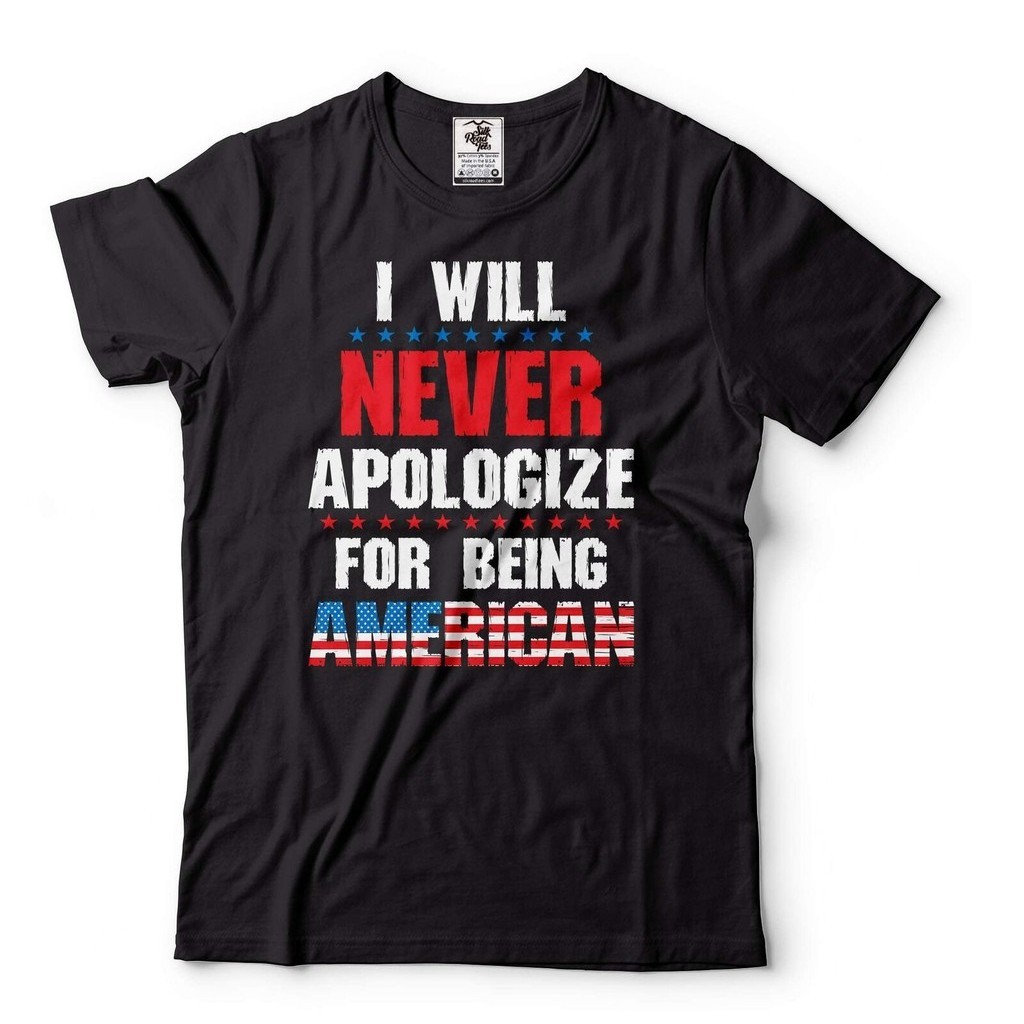 Men'S I Will Never Apologize For Being American Shirt Patriotic Gift Tee